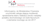 Informacja o uruchomieniu aplikacji na stronie Ministerstwa Finansów