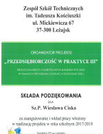 Dyplom z podziękowaniami dla Naczelnika Urzędu Skarbowego w Leżajsku