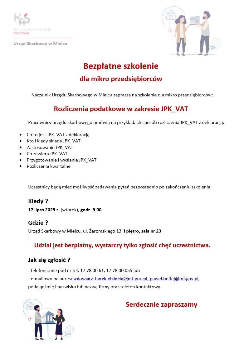 Plakat informujący w szkoleniu