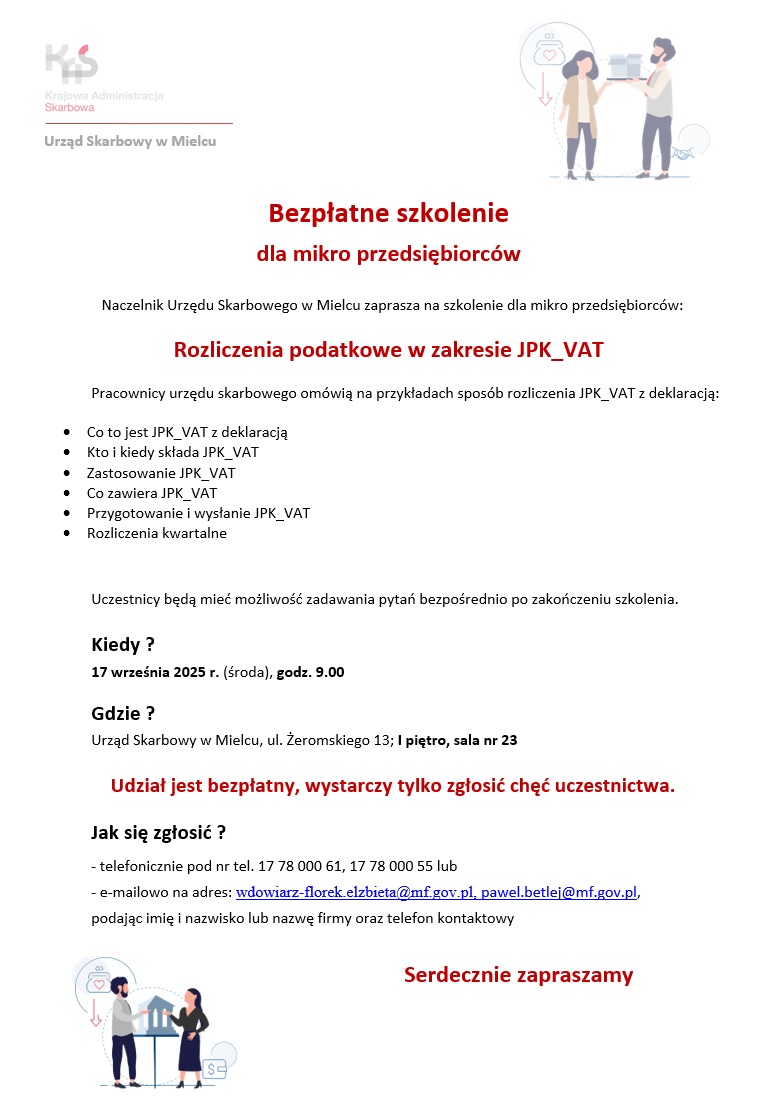 Plakat informujący o szkoleniu