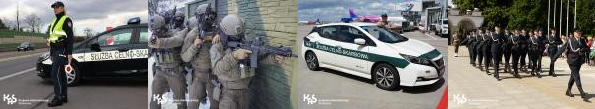 Na zdjęciach funkcjonariusze słuzby Celno-Skarbowej, radiowóz służbowy
