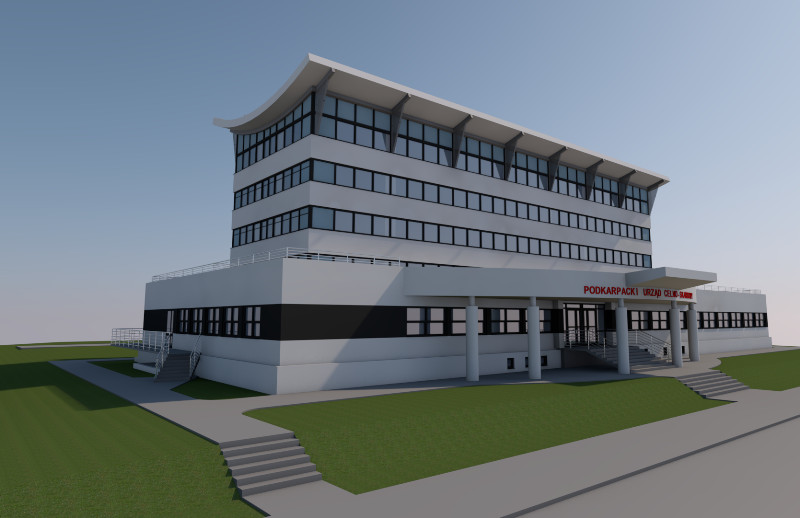 Wizualizacja nowego wyglądu budynku Podkarpackiego Urzędu Celno-Skarbowego w Przemyślu