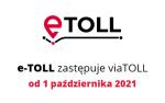 logo e-TOLL, napis e-TOLL zastępuje viaTOLL od 1 października 2021 r.