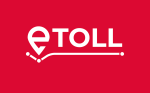 Logo e-TOLL na czerwonym tle