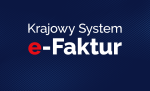 Na granatowym tle biały napis Krajowy System e-Faktur